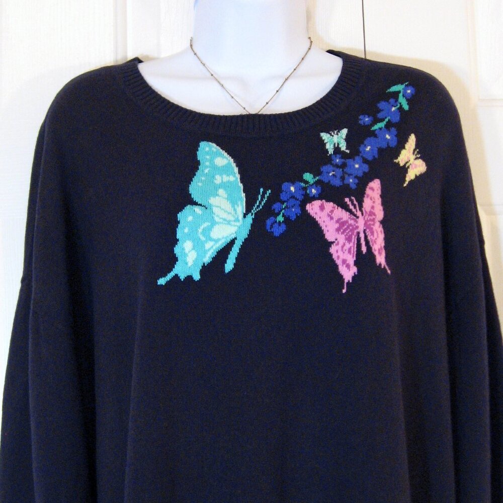 Talbots | 'Bold Butterfly' Crew Neck Sweater - Picture 3 of 9